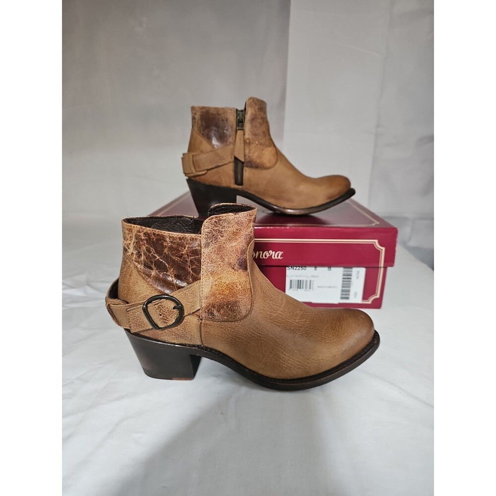 Sonora Ella Taupe Full Grain Ankle Boots Size 8B